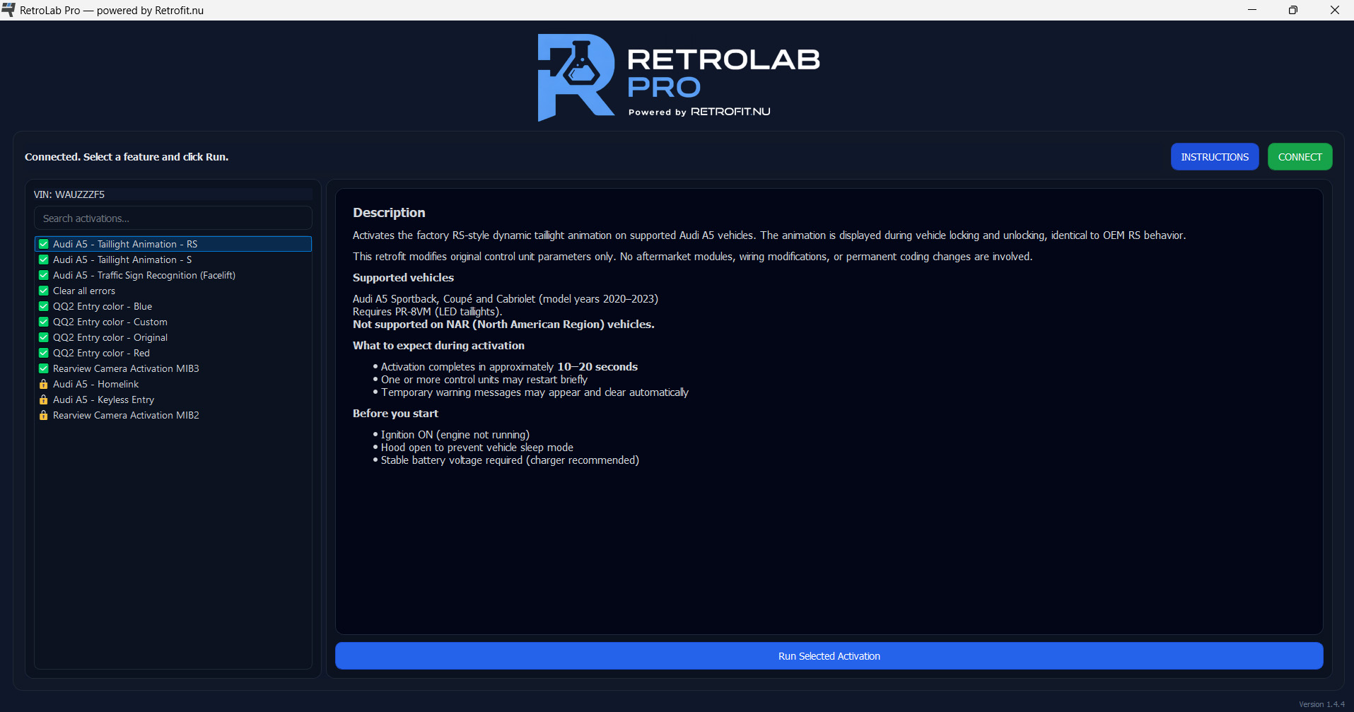 RetroLab Pro – activation interface